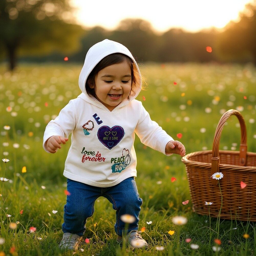 Flowers by Zoe Girls Hoodie 18M White Peace Love Graphic Rhinestone Y2K Retro